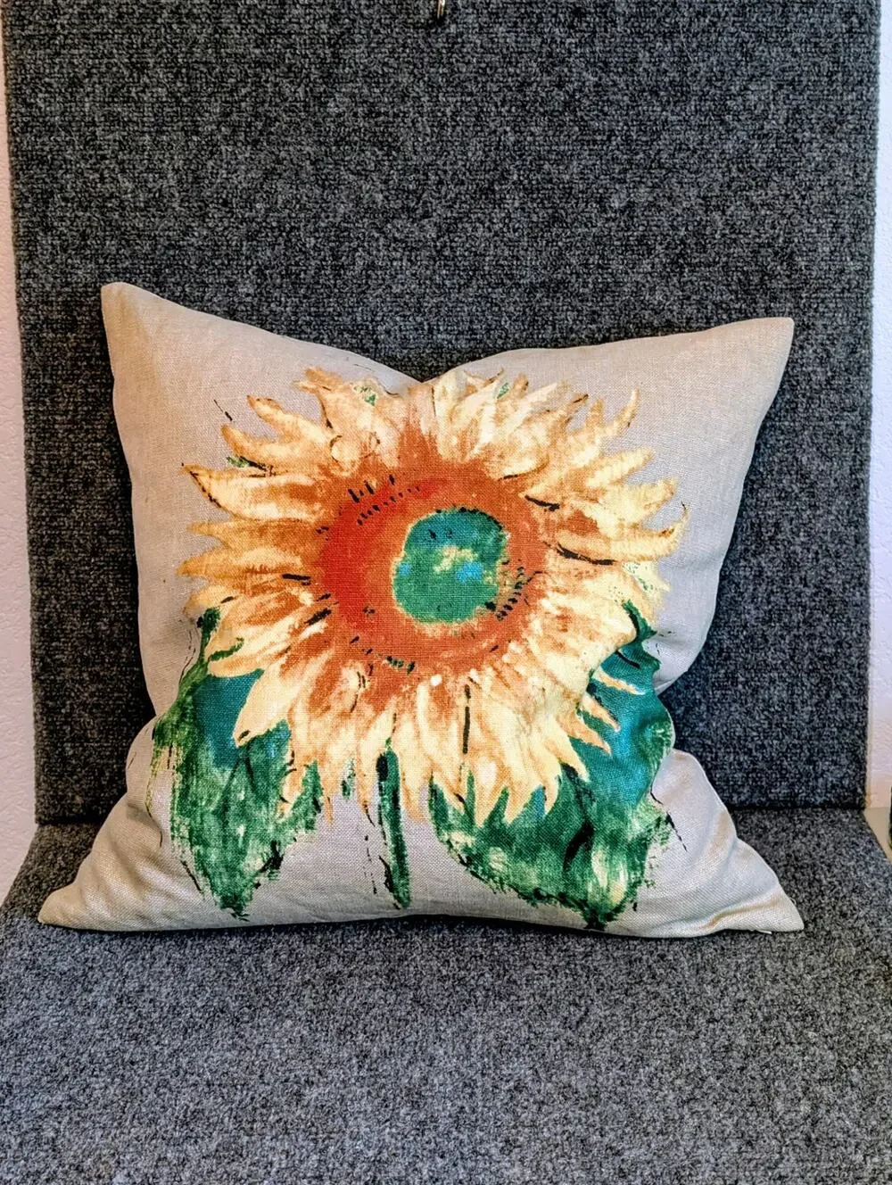 Pottery Barn Linen Cotton 20X20 Sunflower Decorative Pillow Feather Fill Insert
